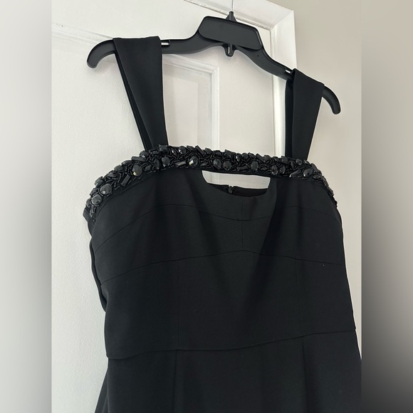 Taylor Black Evening Formal Dress with Beaded Neckline - Picture 5 of 16